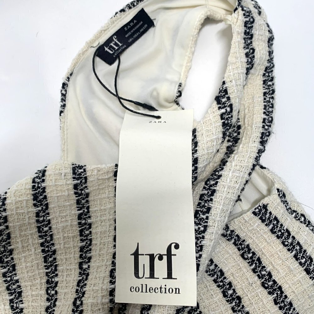 Zara TRF Striped Sleeveless Mini Sheath Dress - Black/White, Size Large NWT - Picture 5 of 10